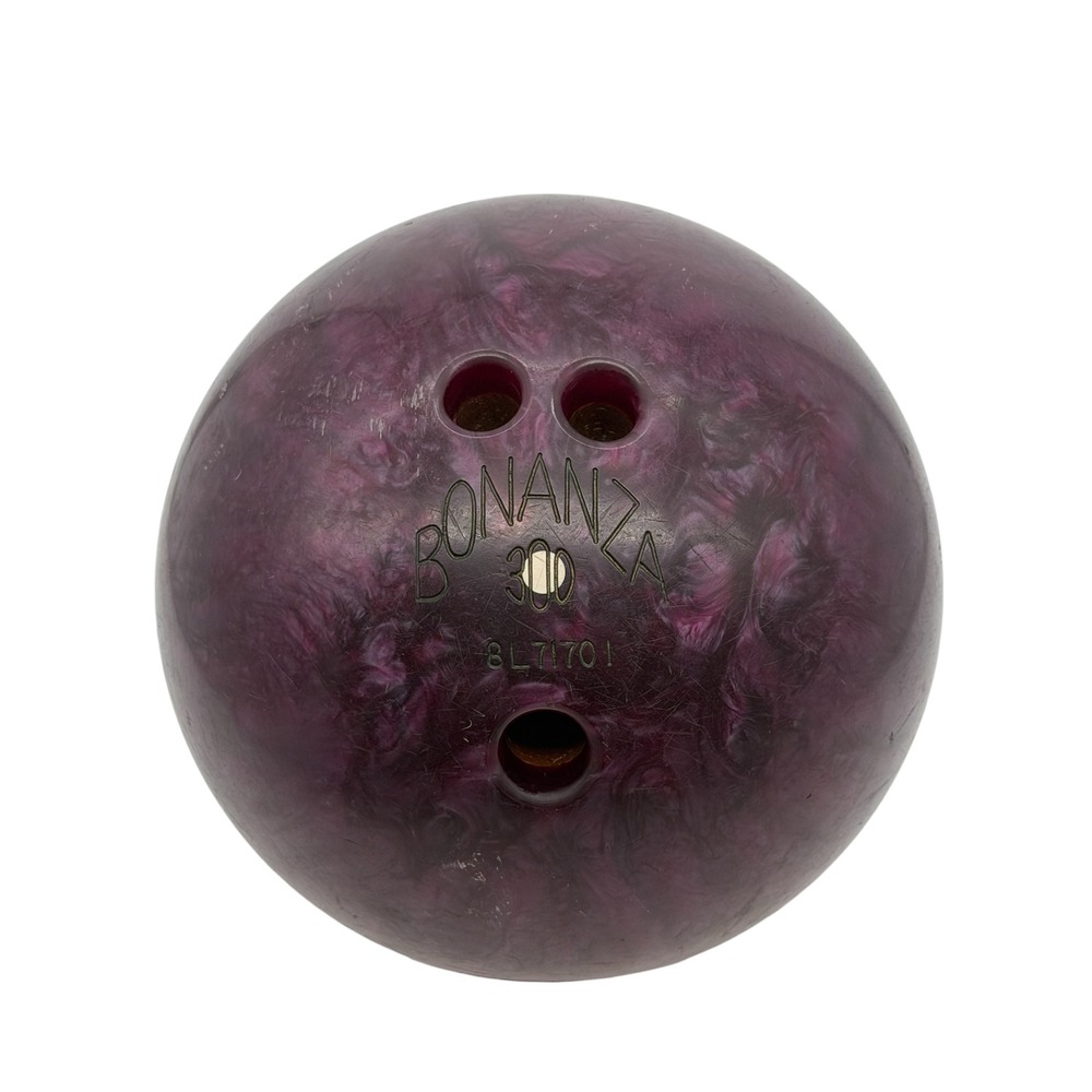 Vintage Bonanza 300 Bowling Ball Purple Black Swirl Marble 8L71701 Pre-Drilled
